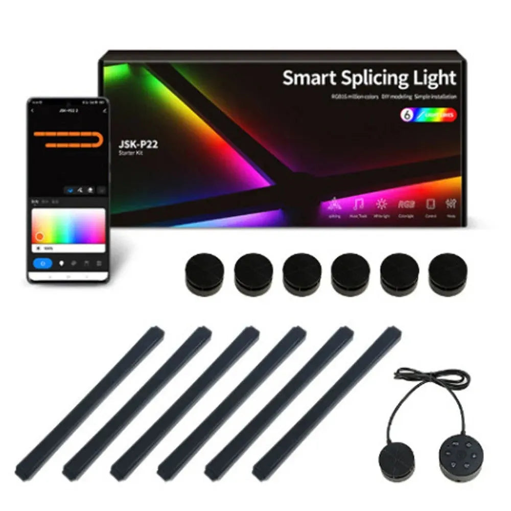 Applique murale rgb baguettes par 6 noires