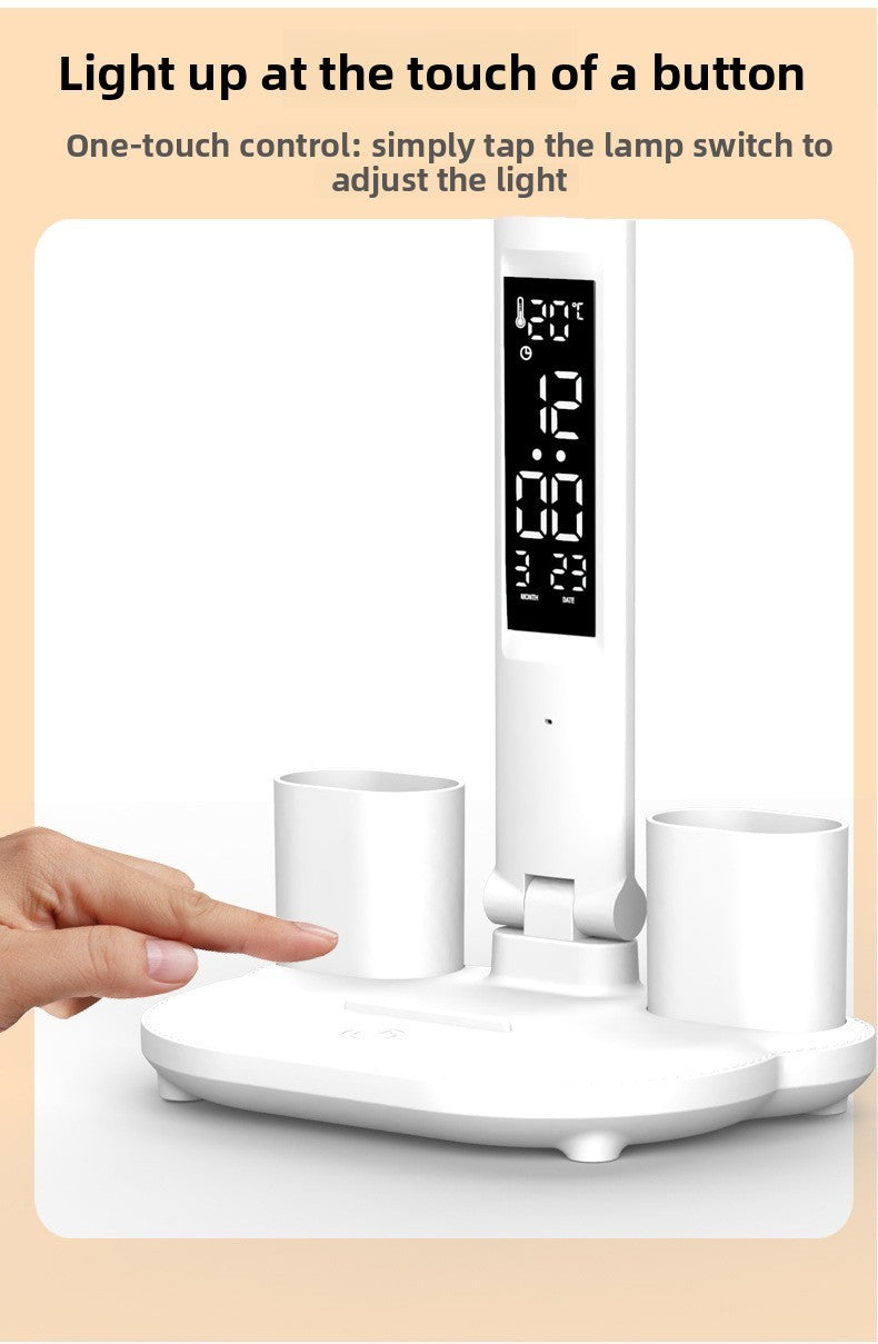Lampe de bureau 2 bras LED, rangements écran digital 45cm largeur, tactile