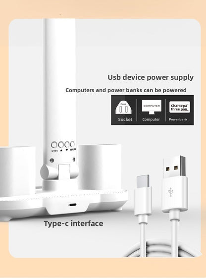 Lampe de bureau 2 bras LED, rangements écran digital 45cm largeur, écran digital USB-C
