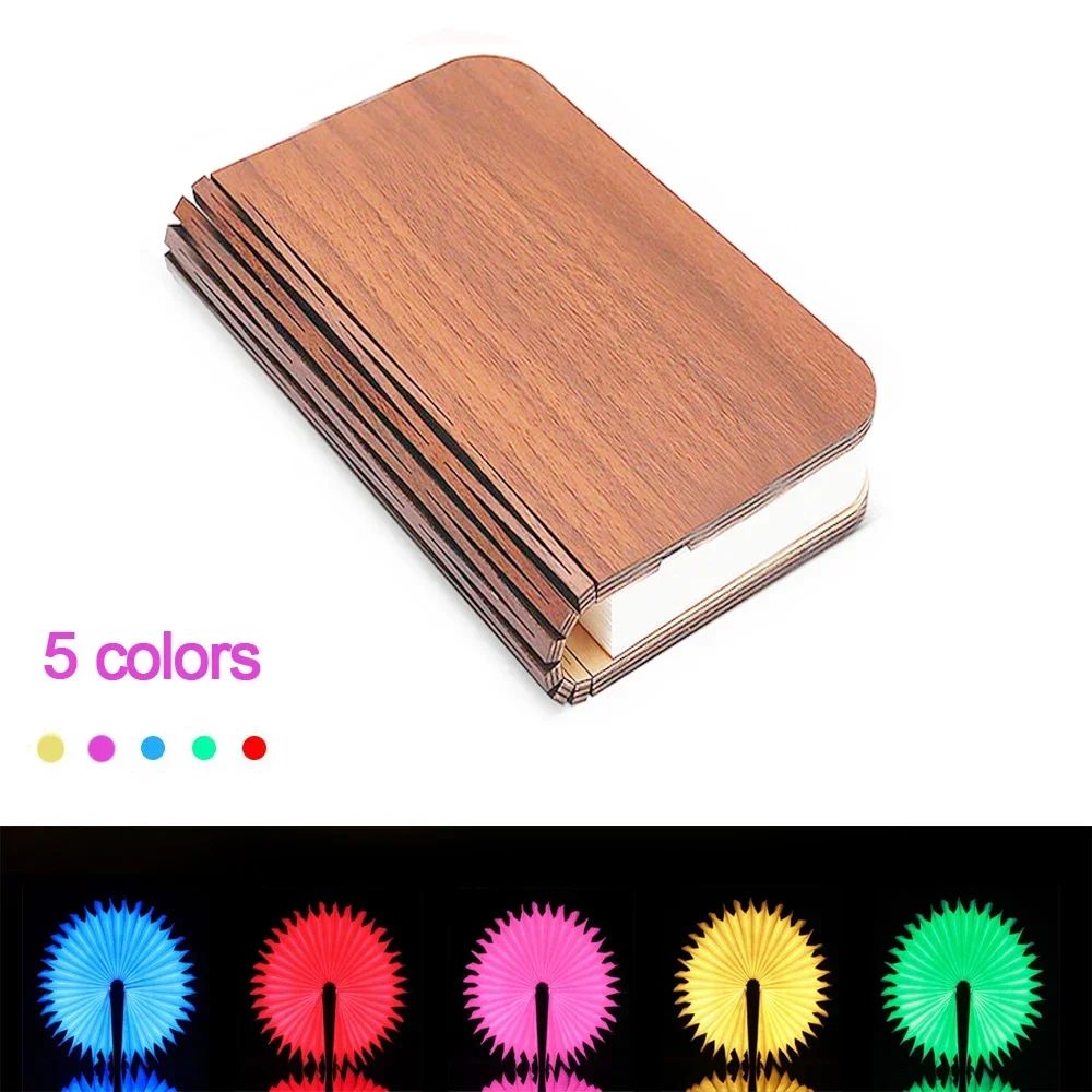 Lampe led livre magnétique rechargeable usb marron 5 couleurs