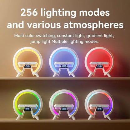 Lampe led rgb enceinte musicale Bluetooth rechargeable chargeur tel Oméga 