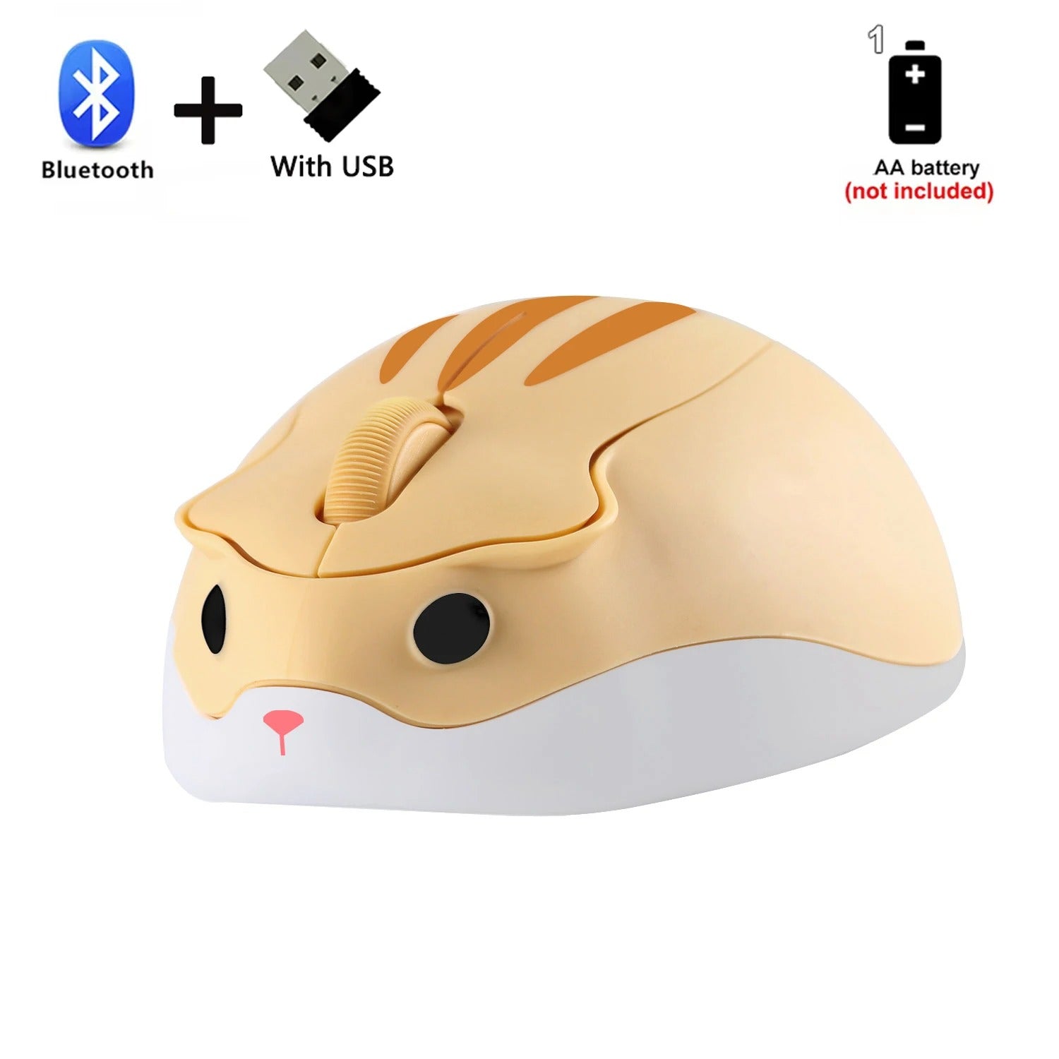 souris hamster bluetooth jaune