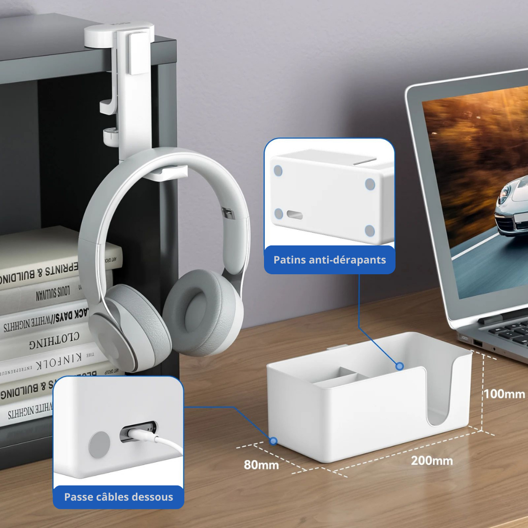 Support casque porte tasse rangement pince dimensions