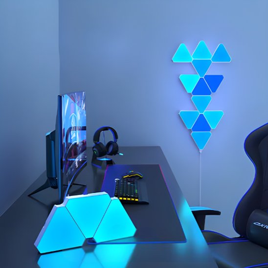 applique murale led rgb triangle bureau gamer