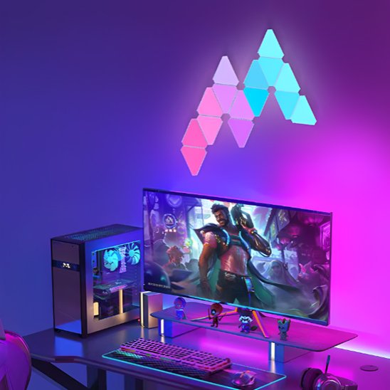applique murale led rgb triangle multiples couleurs bureau gaming
