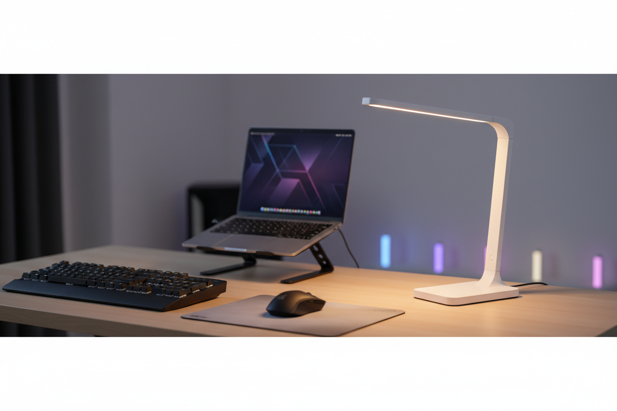 bannière lampe blanche de bureau