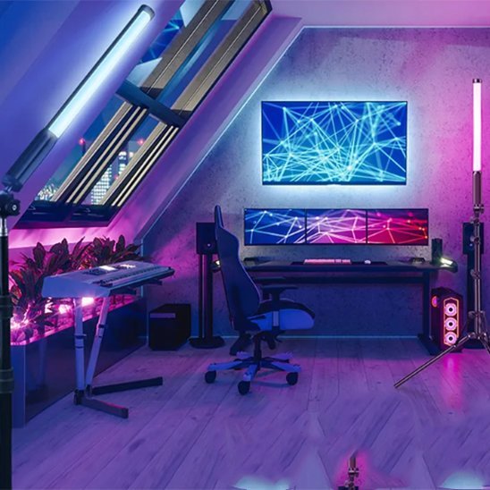 baton led painting photos pied bureau gamer