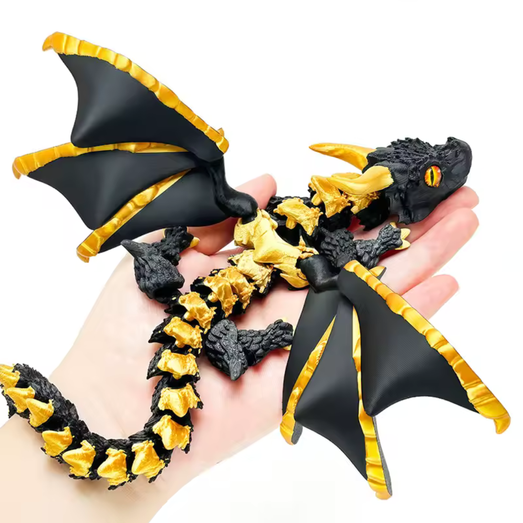 fidget dragon aile articulé anti stress noir doré main
