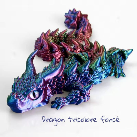 Fidget dragon articulé tricolore foncé