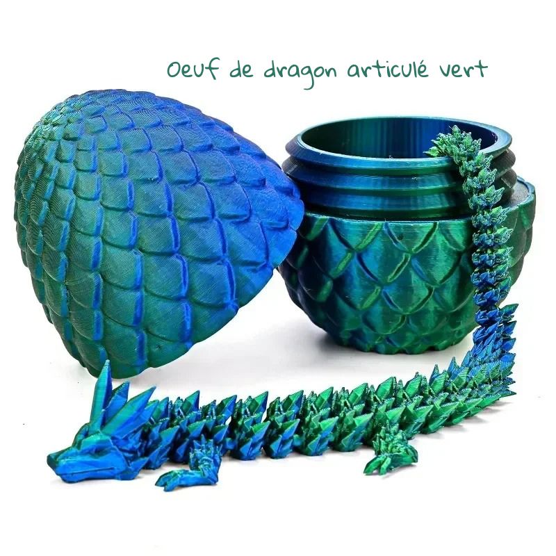 fidget goodies dragon articulé oeuf vert bleu