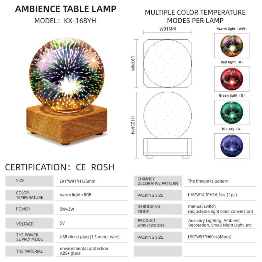 Lampe led Socle boule de noël dimension