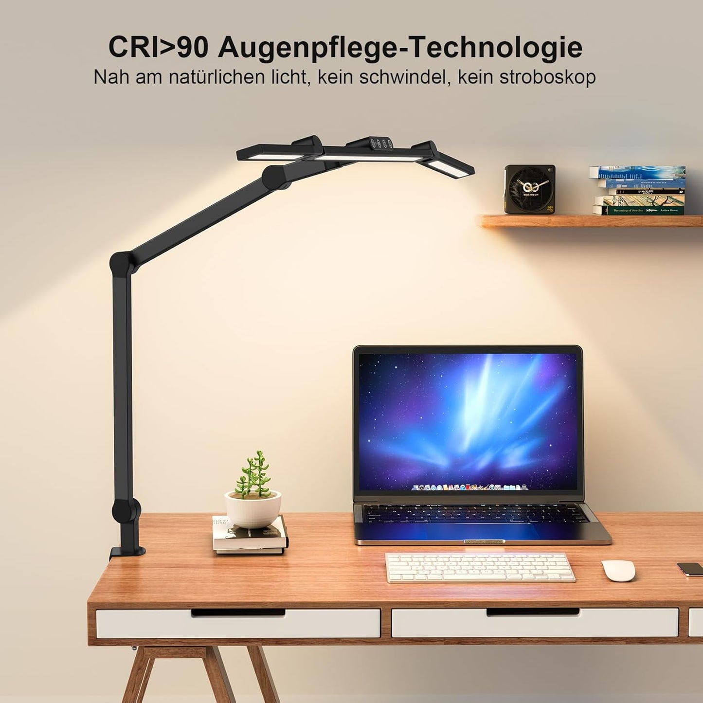 lampe bureau led double ecran 3 bandeaux lumineux multi orientation