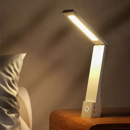 lampe LED inclinée design épuré, batterie, USB-C, 3 chaleurs