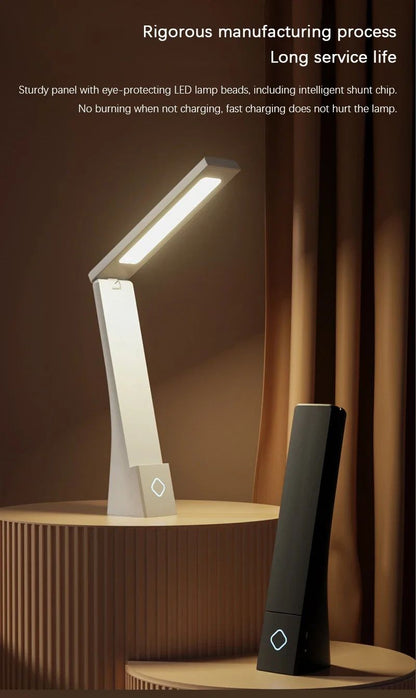 lampe LED inclinée design épuré, batterie, USB-C, 3 chaleurs, expo