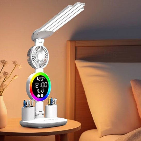 lampe led originale tactile 4 bras lumineux fermés ventilateur