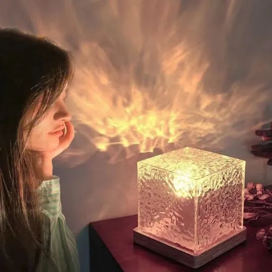 lampe led rgb cube vague jaune