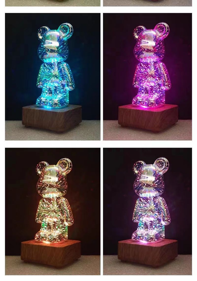 lampe led socle ourson de noel différentes couleurs