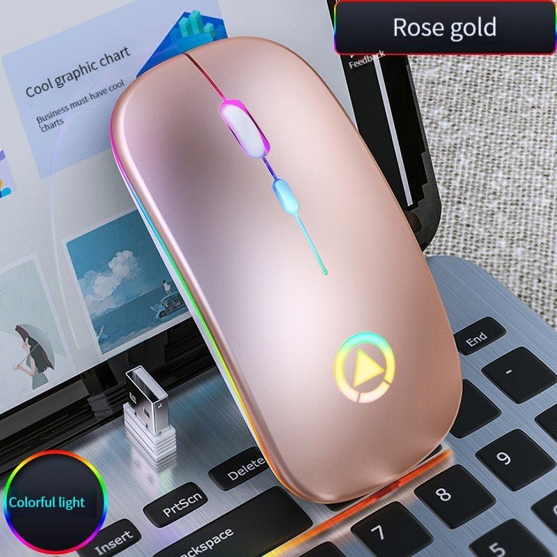 Souris Bluetooth Douce et fine or rose