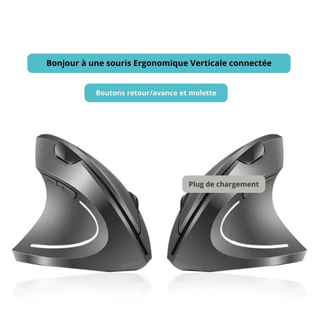 Souris bluetooth ergonomique rgb verticale bouton retour