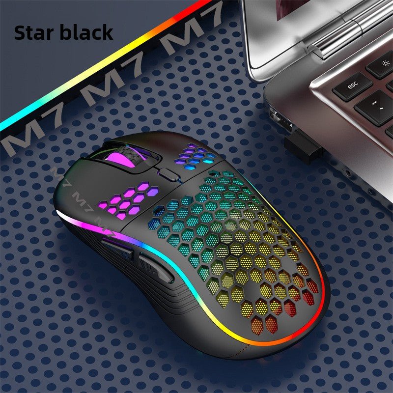 Souris Bluetooth RGB nid d'abeilles noire