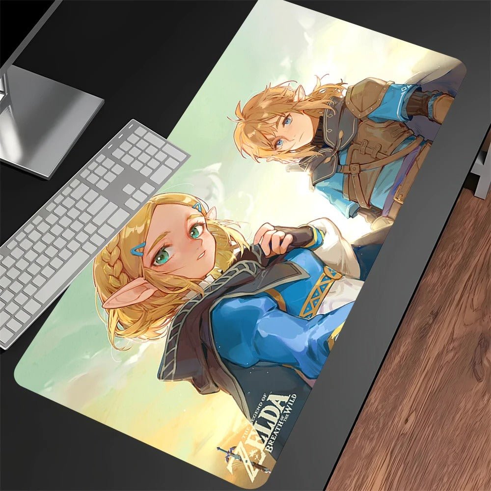 Tapis de souris XXL zelda-link-debout-regardent-ciel-pastel-vert