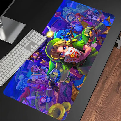 tapis souris xxl zelda ocarina fond bleu plusieurs personnages